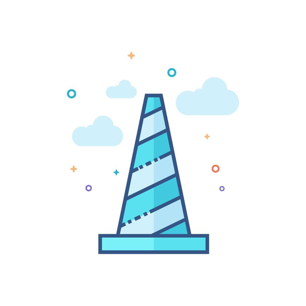 Traffic cone icon flat color style vector illustration