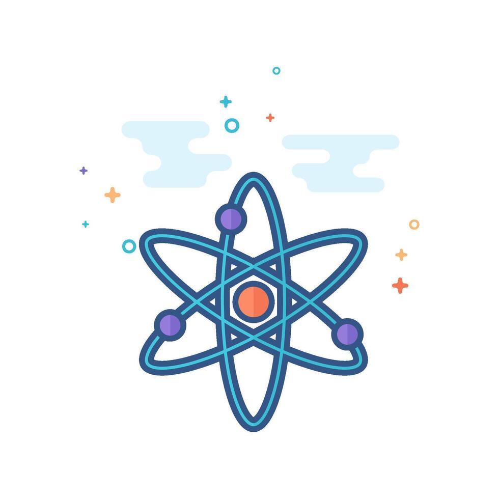 Atom structure icon flat color style vector illustration