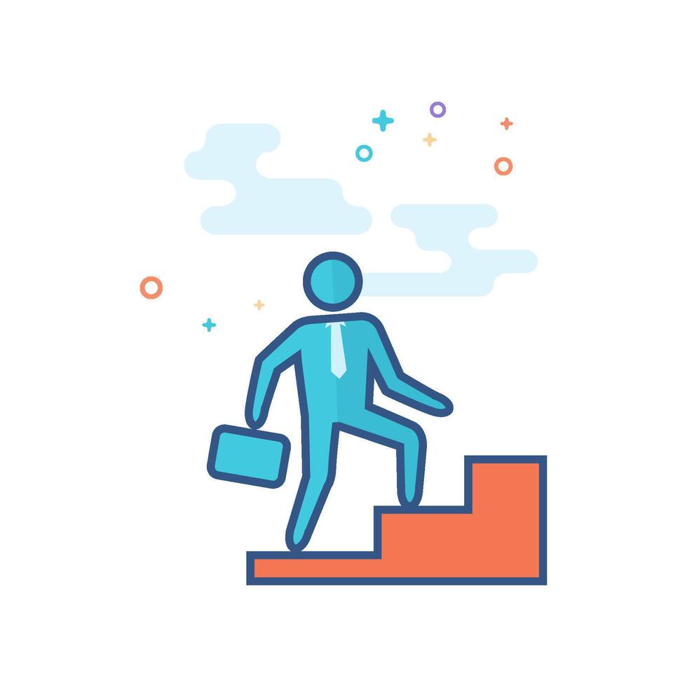 Businessman stairway icon flat color style vector illustration