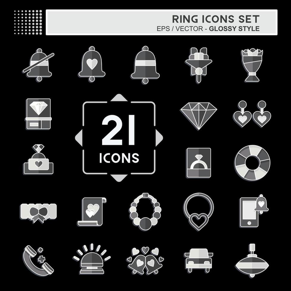 Icon Set Ring. related to Wedding symbol. glossy style. simple design editable. simple illustration vector