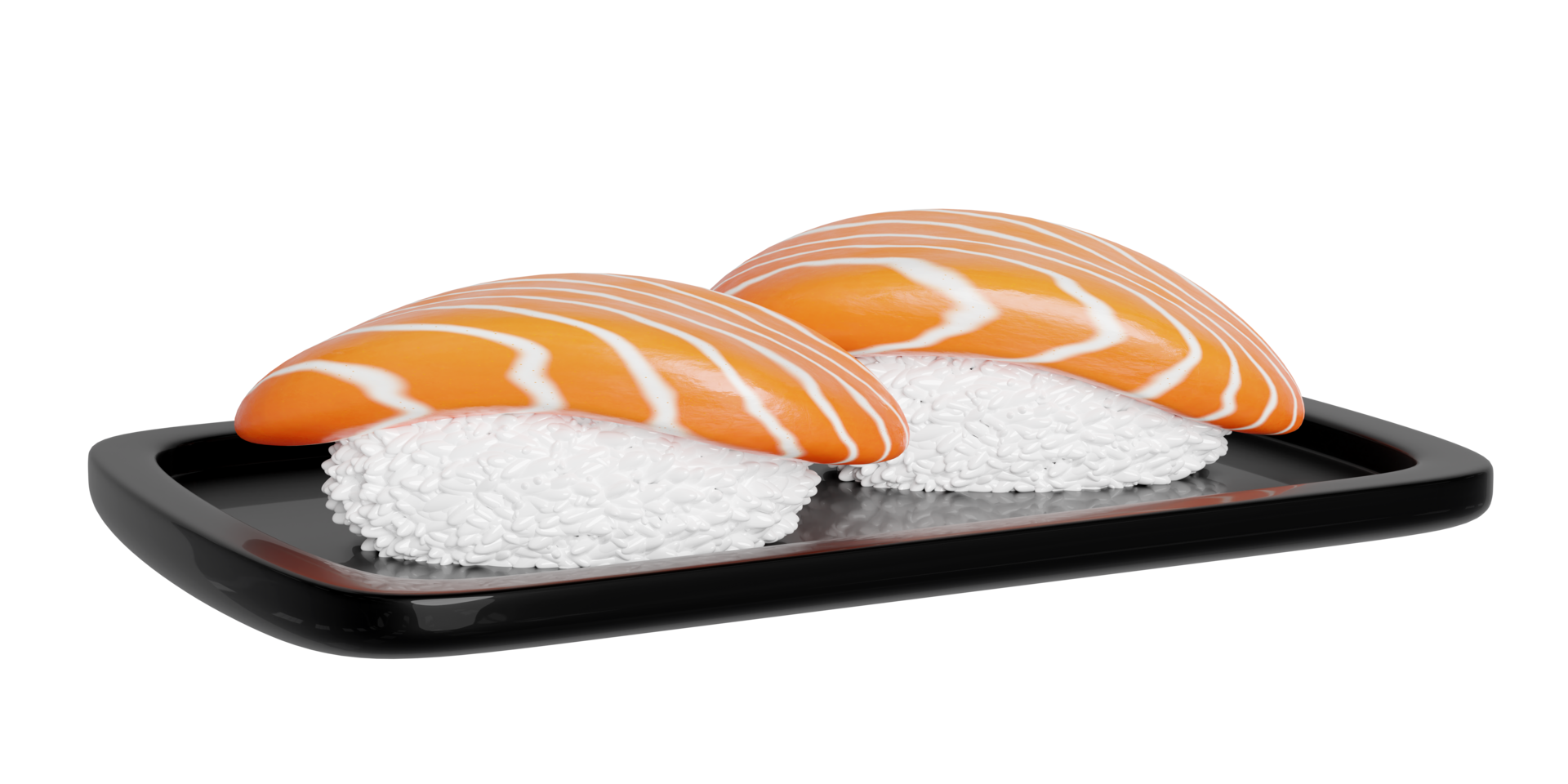 Salmon onigiri sushi on food tray, japanese food isolated concept, 3d render illustration png