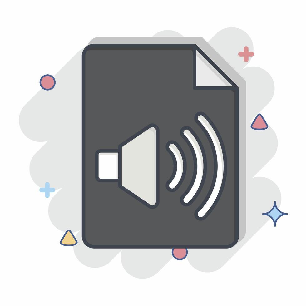 Icon Audio File. related to Podcast symbol. comic style. simple design editable. simple illustration vector