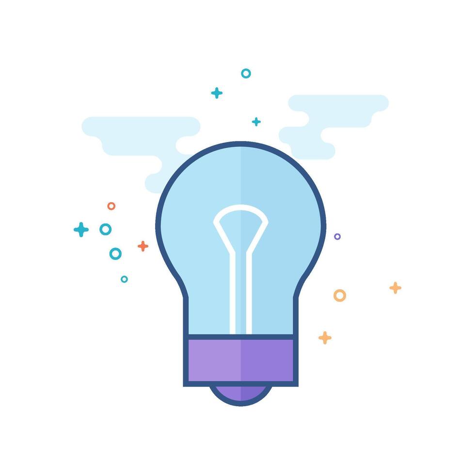 Light bulb icon flat color style vector illustration