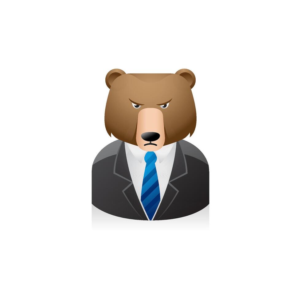 Bear Businessman avatar icon in colors. vector