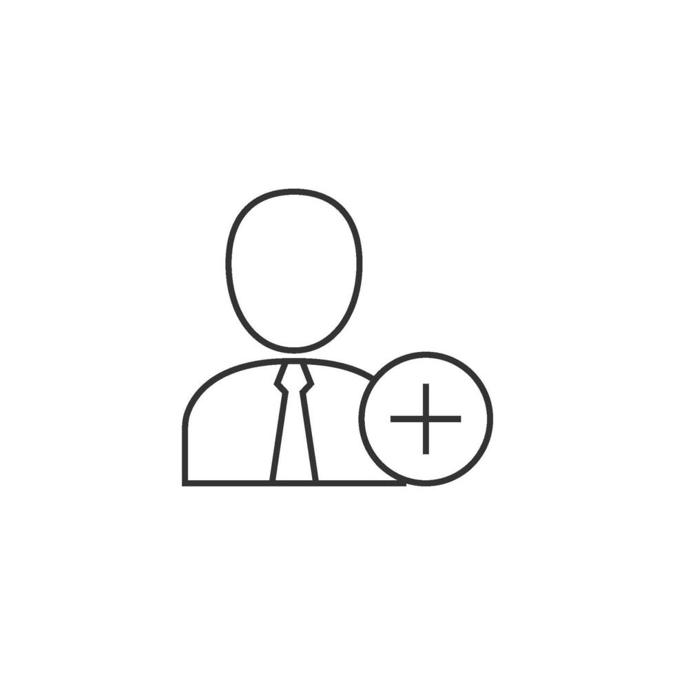 Businessman with plus sign icon in thin outline style vector