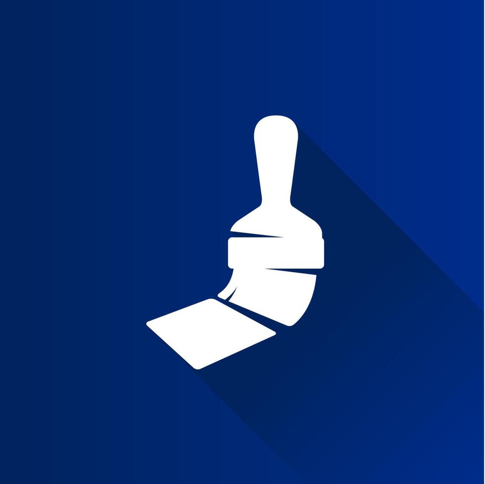Paint brush flat color icon long shadow vector illustration