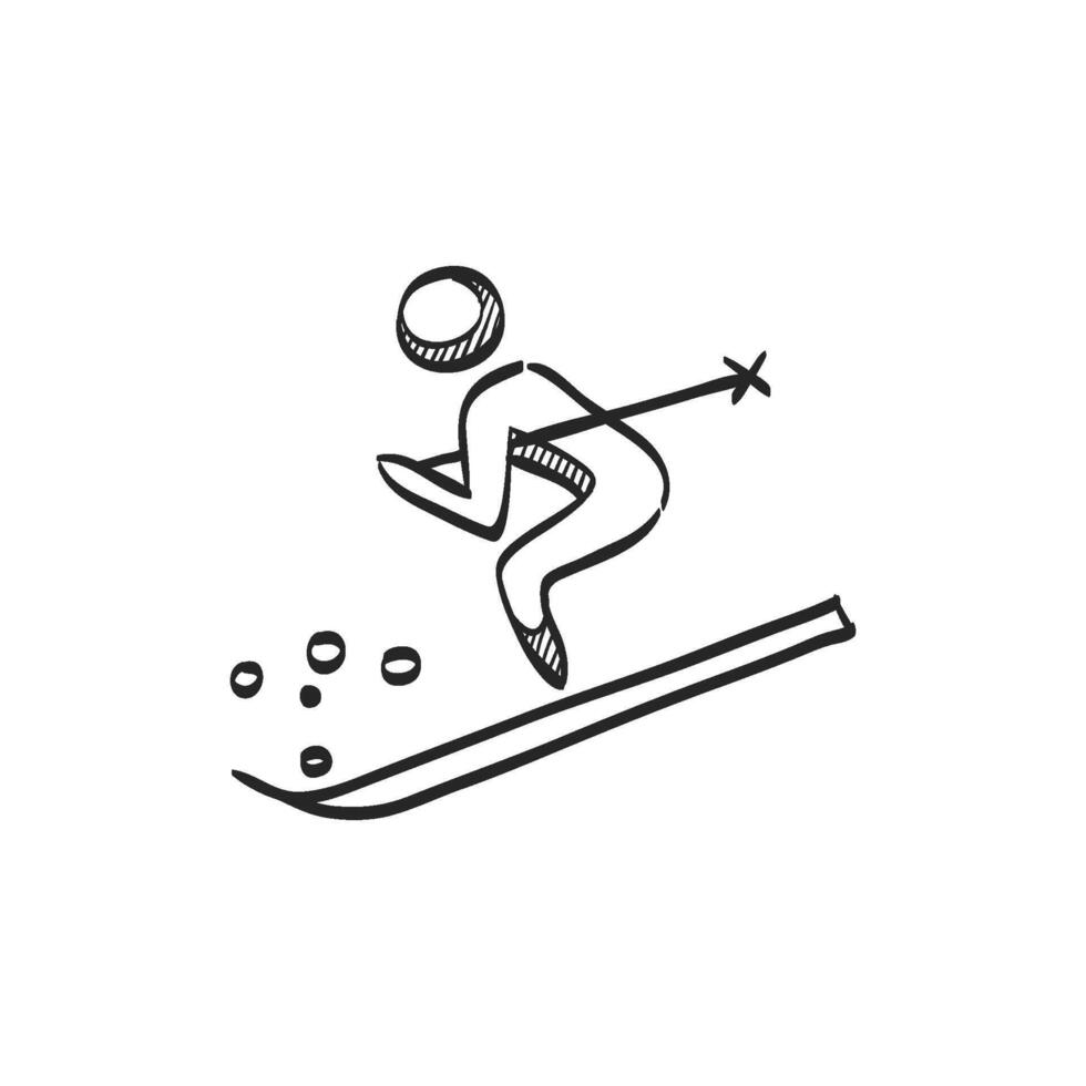 Hand drawn sketch icon ski vector