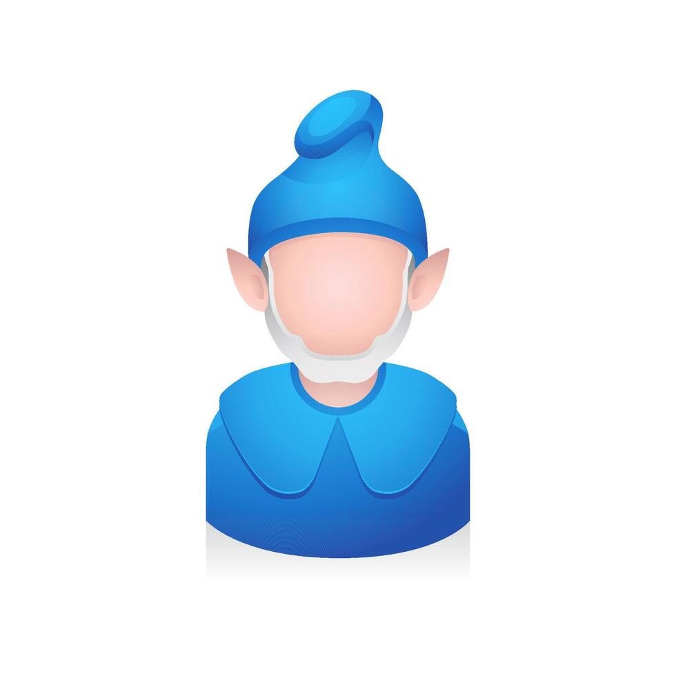 Blue Elf avatar icon in colors. vector