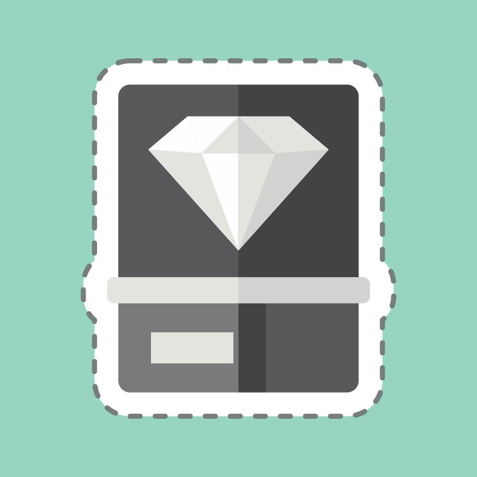 pegatina línea cortar diamante 2. relacionado a anillo símbolo. sencillo diseño editable. sencillo ilustración vector