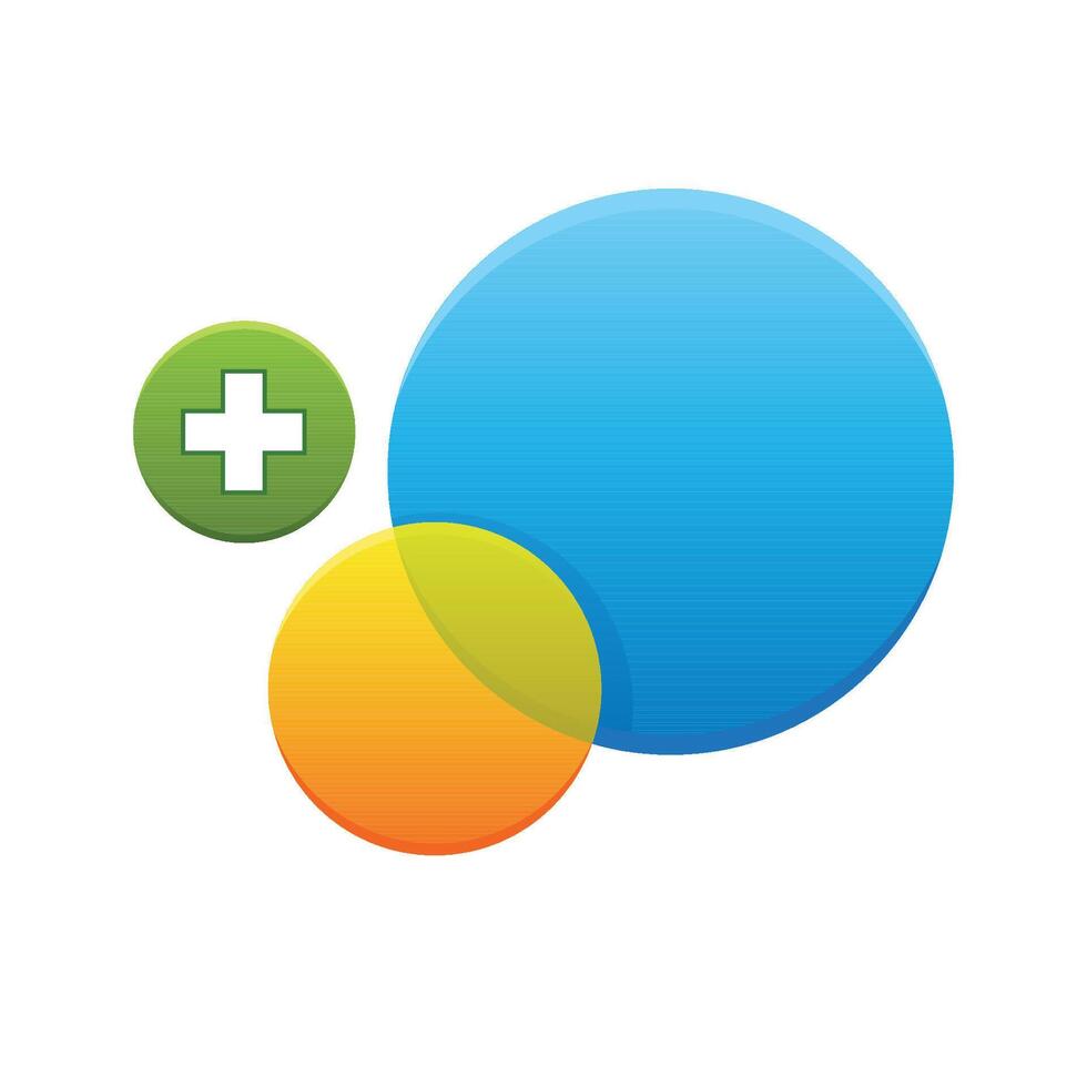 Circles and plus sign icon in color. Social media interaction vector