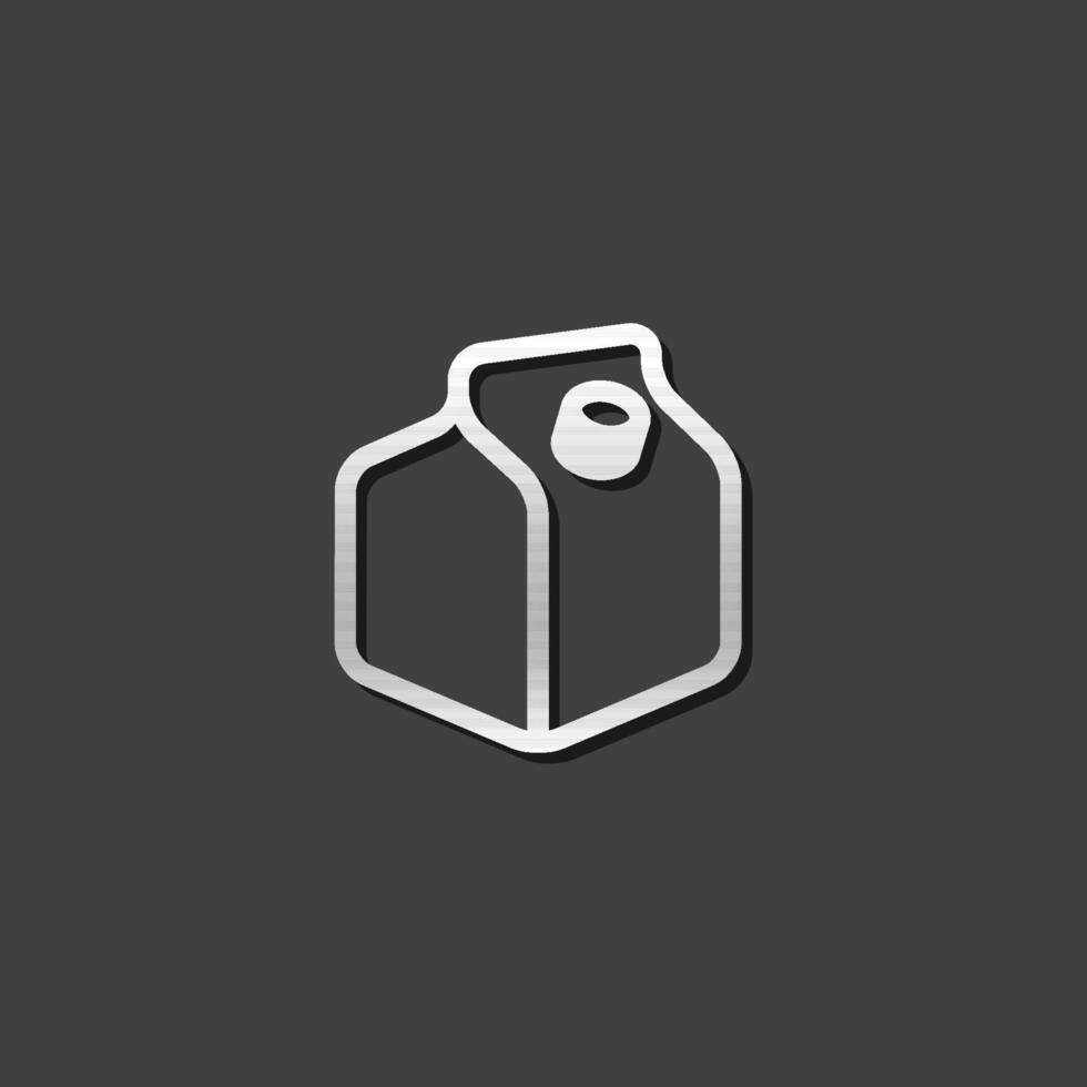 Milk packaging icon in metallic grey color style. Food breakfast breakfast vector