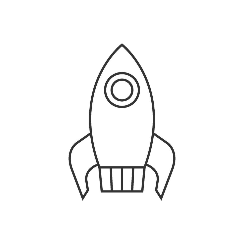 Rocket icon in thin outline style vector