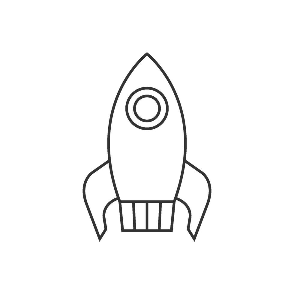 Rocket icon in thin outline style vector