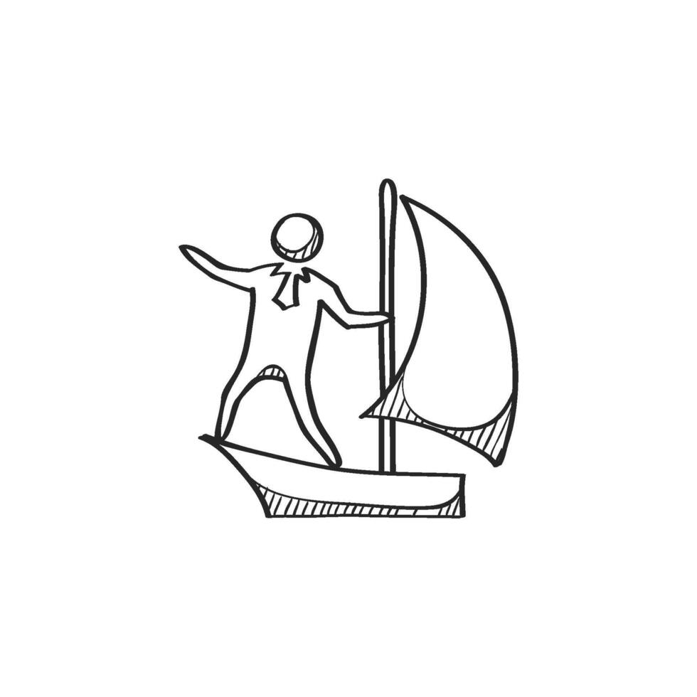 Hand drawn sketch icon businessman sailing vector