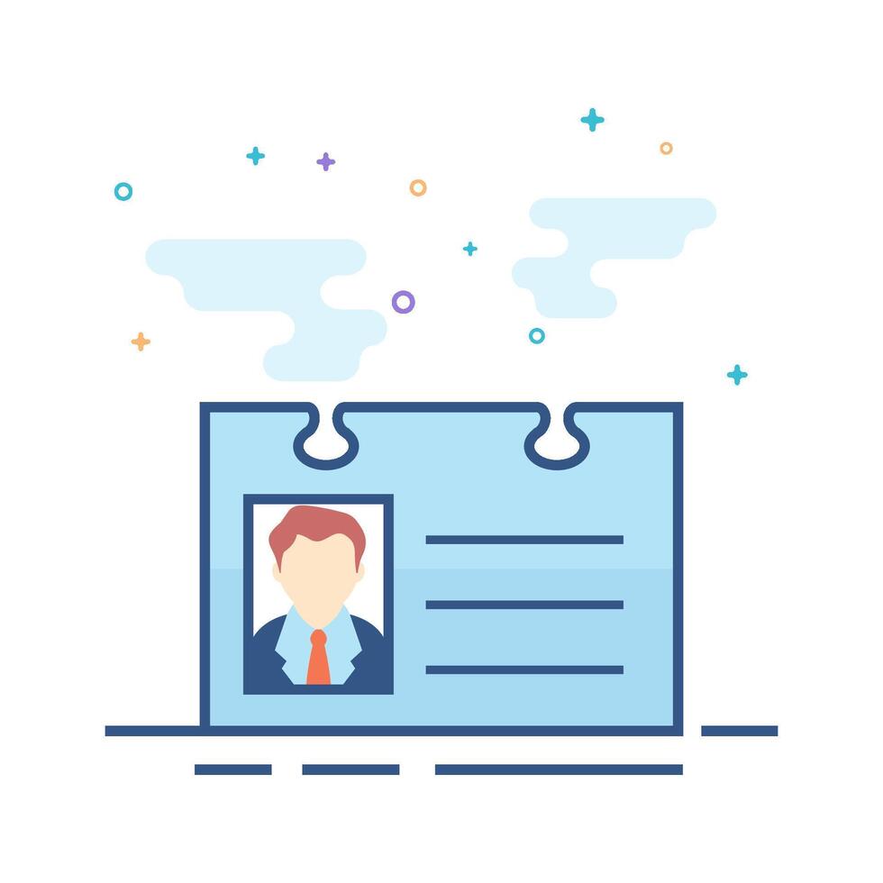 Id card icon flat color style vector illustration