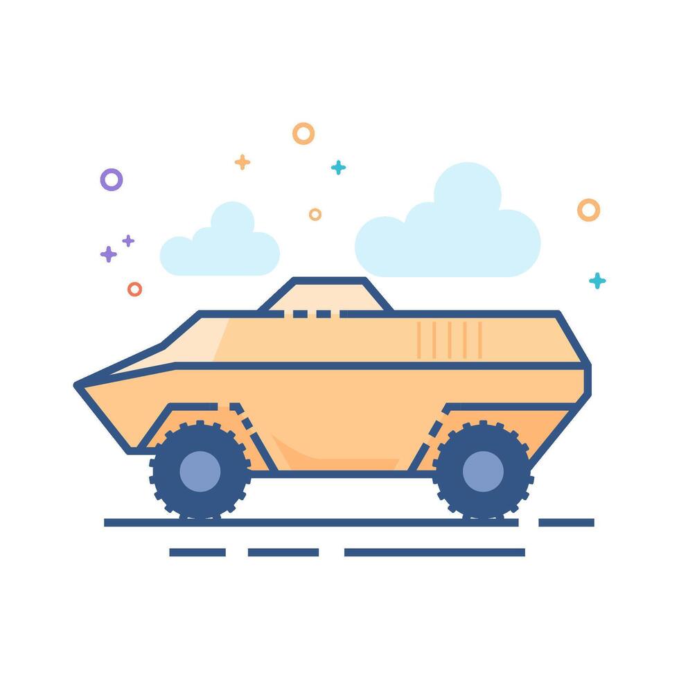 Armored vehicle icon flat color style vector illustration