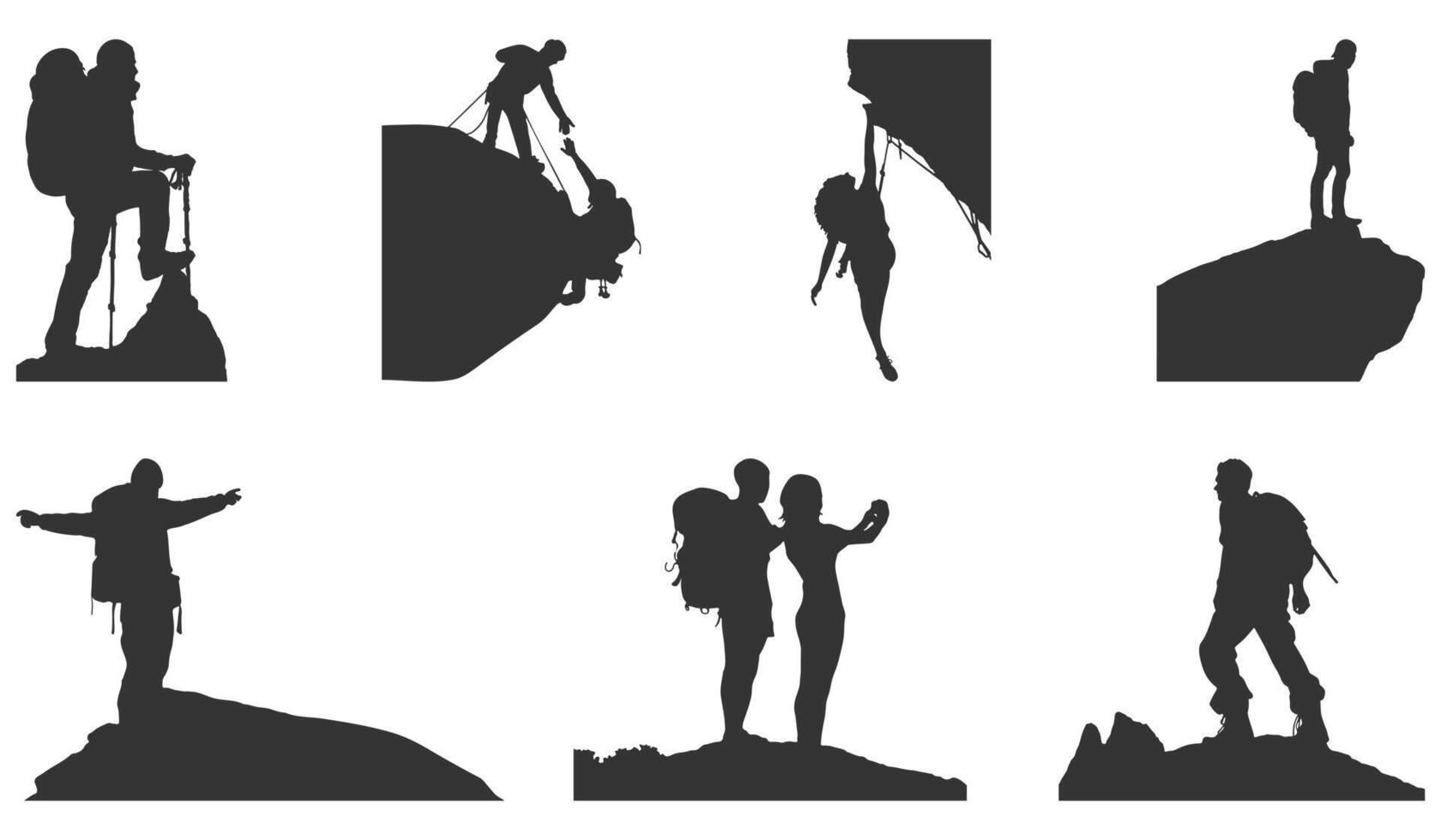 Embark on Adventure, Majestic Hiking Backpack Silhouettes Capture the Spirit of the Trail vector