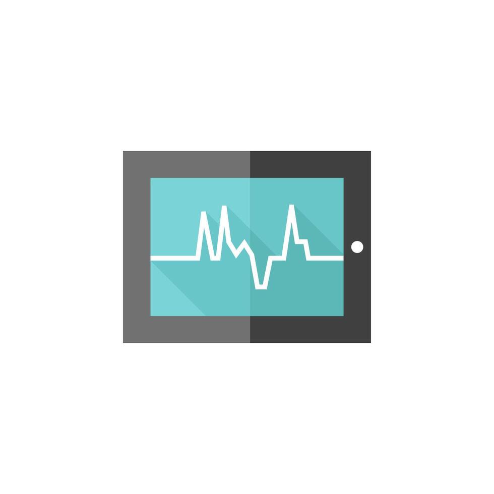 Heart rate monitor icon in flat color style. Medical health care digital surveillance patients critical coma vector