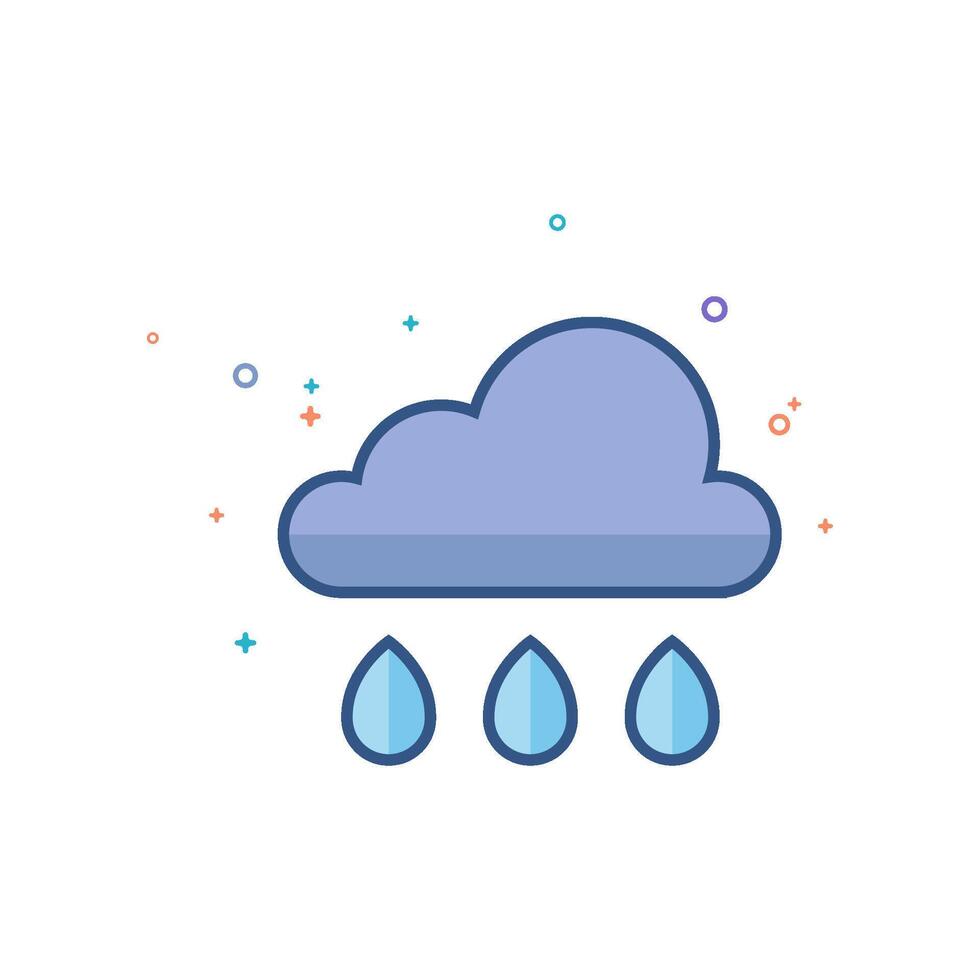 Rain cloud icon flat color style vector illustration
