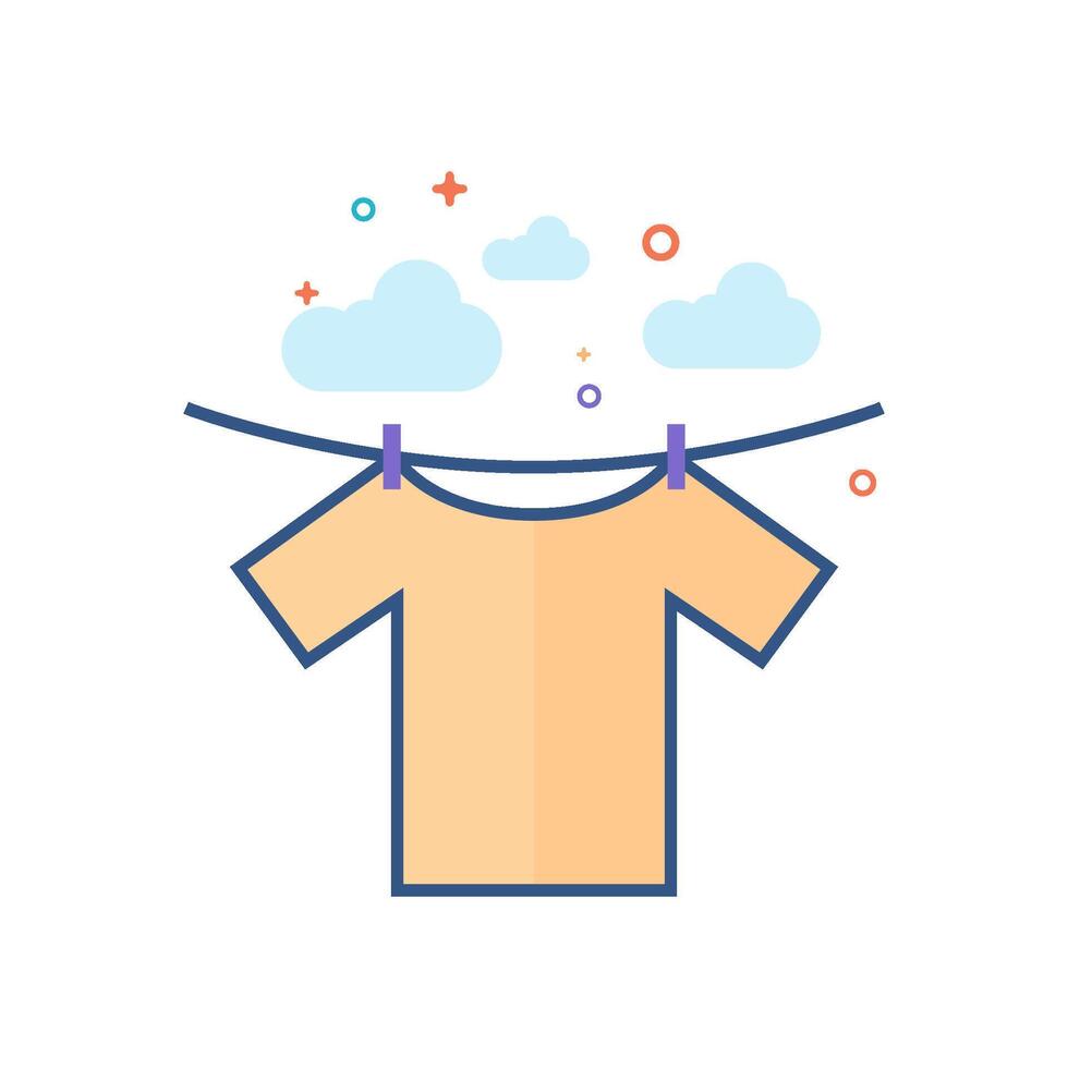 ropa colgar icono plano color estilo vector ilustración