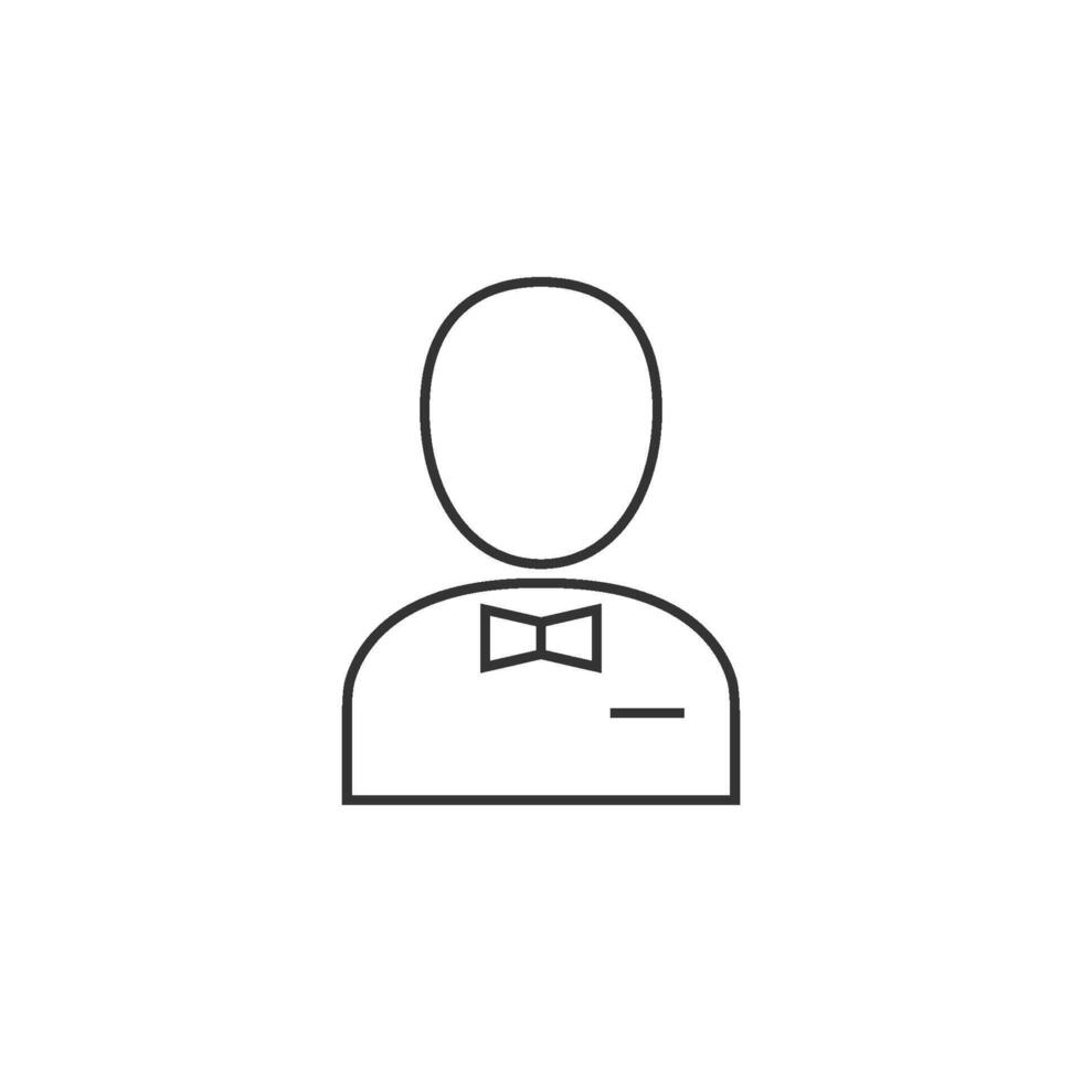 Waiter avatar icon in thin outline style vector