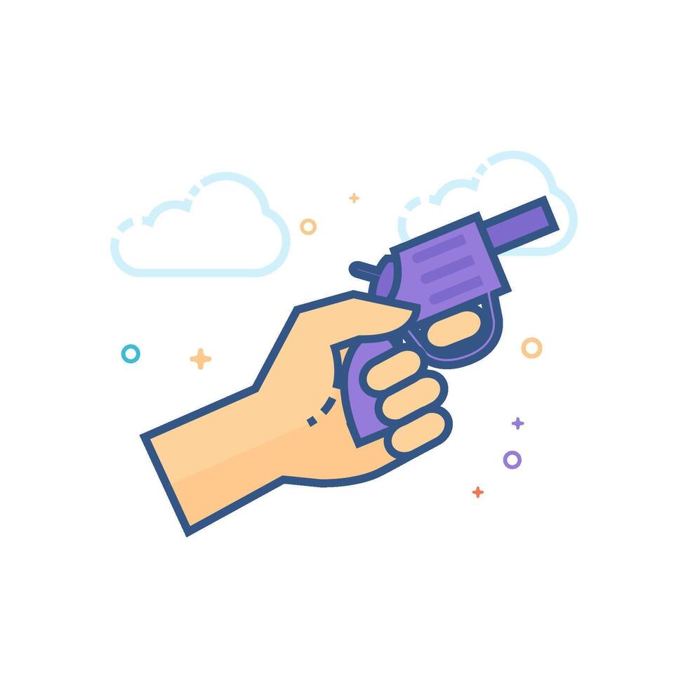 comenzando pistola icono plano color estilo vector ilustración