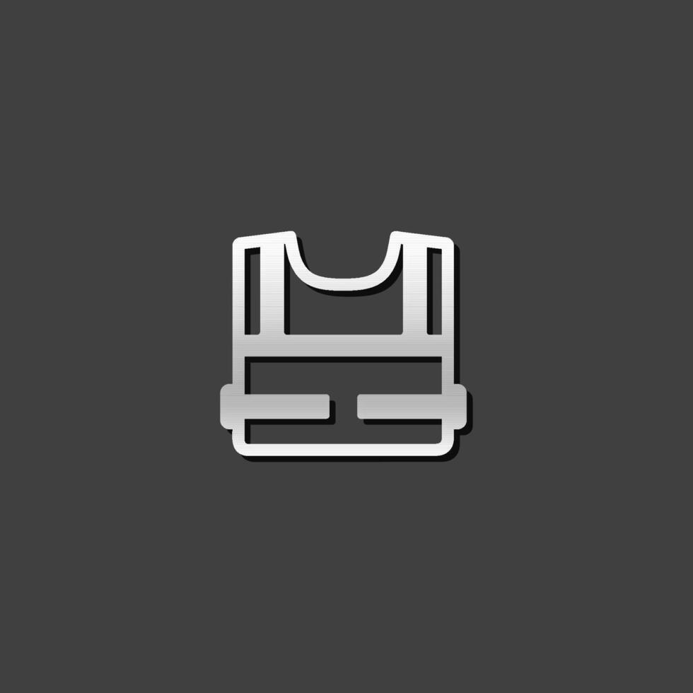 Safety vest icon in metallic grey color style.Construction wear safety vector