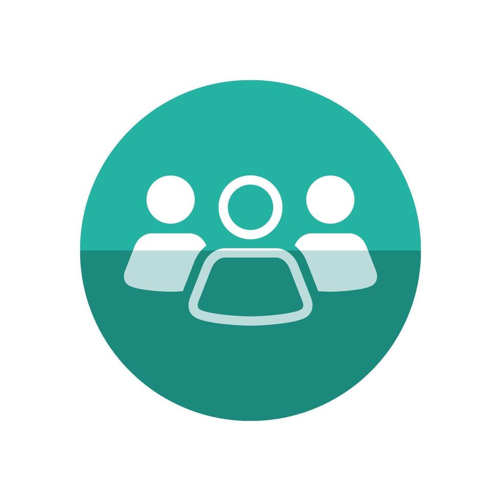 Teamwork icon in flat color circle style. Business communication collaboration team office vector