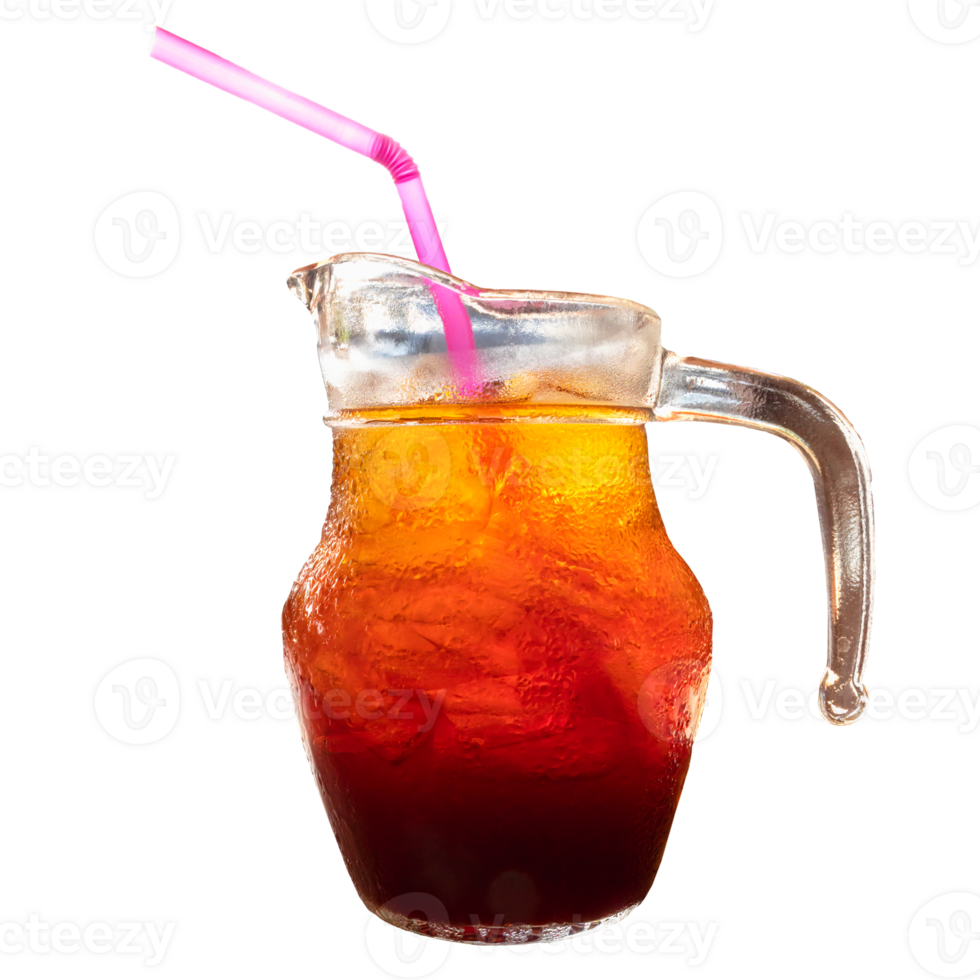 Black ice tea in jar isolated on white or transparent background. Object element for designing drink or beverage menus in summer. png