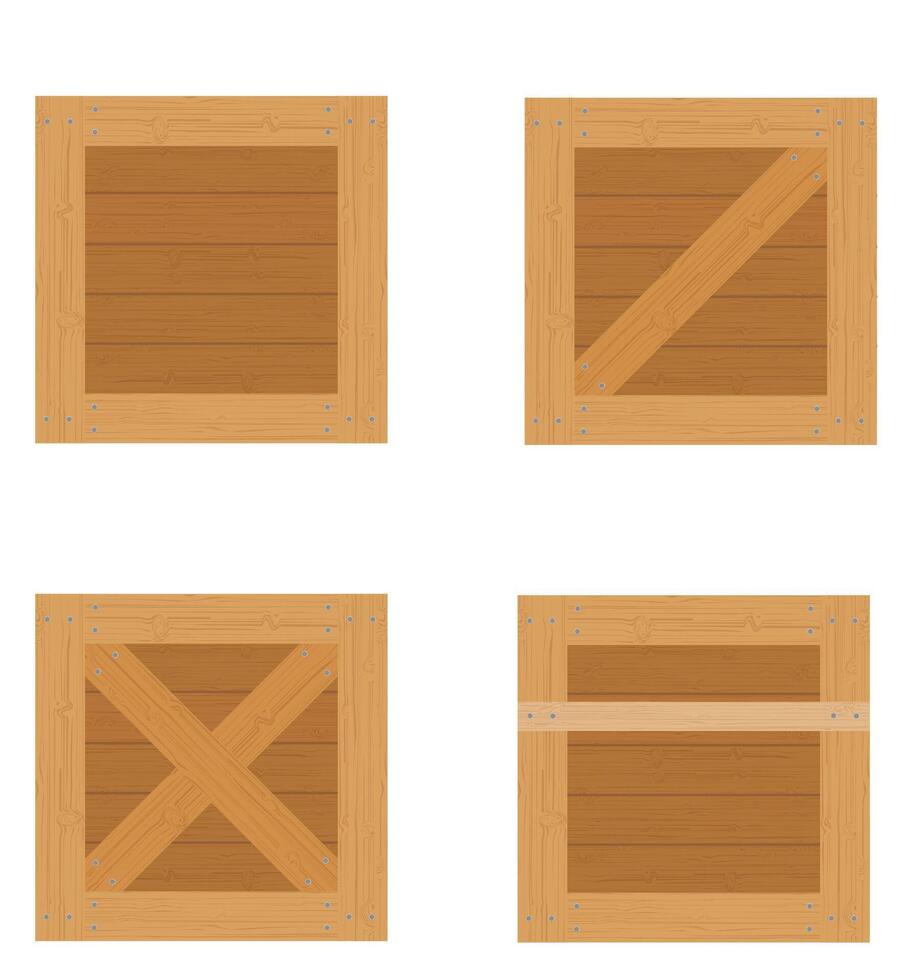 wooden box for the delivery and transportation of goods made of wood vector illustration isolated on white background