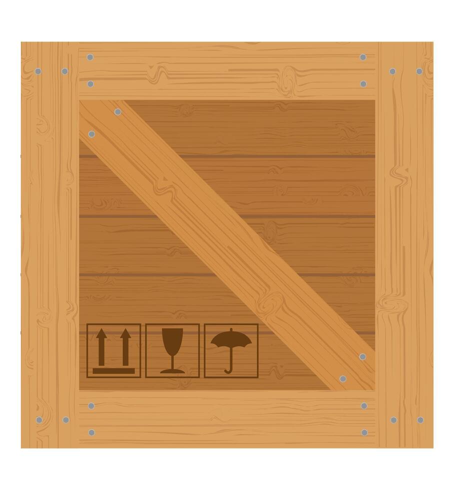 wooden box for the delivery and transportation of goods made of wood vector illustration isolated on white background