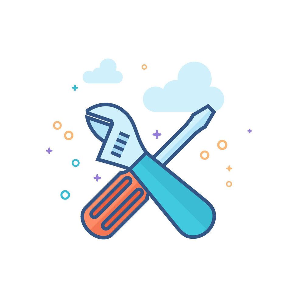 Mechanic tools icon flat color style vector illustration