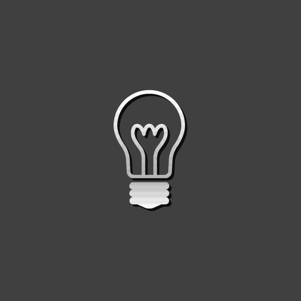 Light bulb icon in metallic grey color style. Idea inspiration light vector