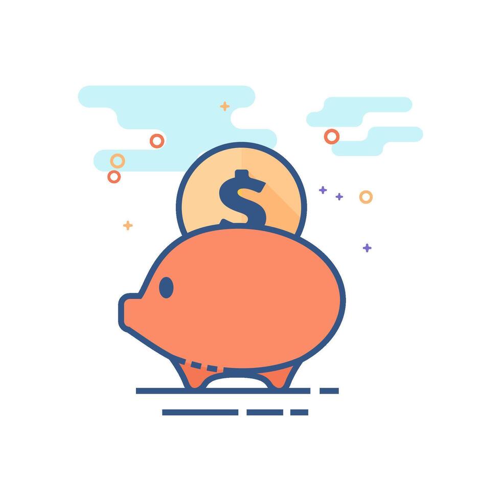 Coin piggy bank icon flat color style vector illustration