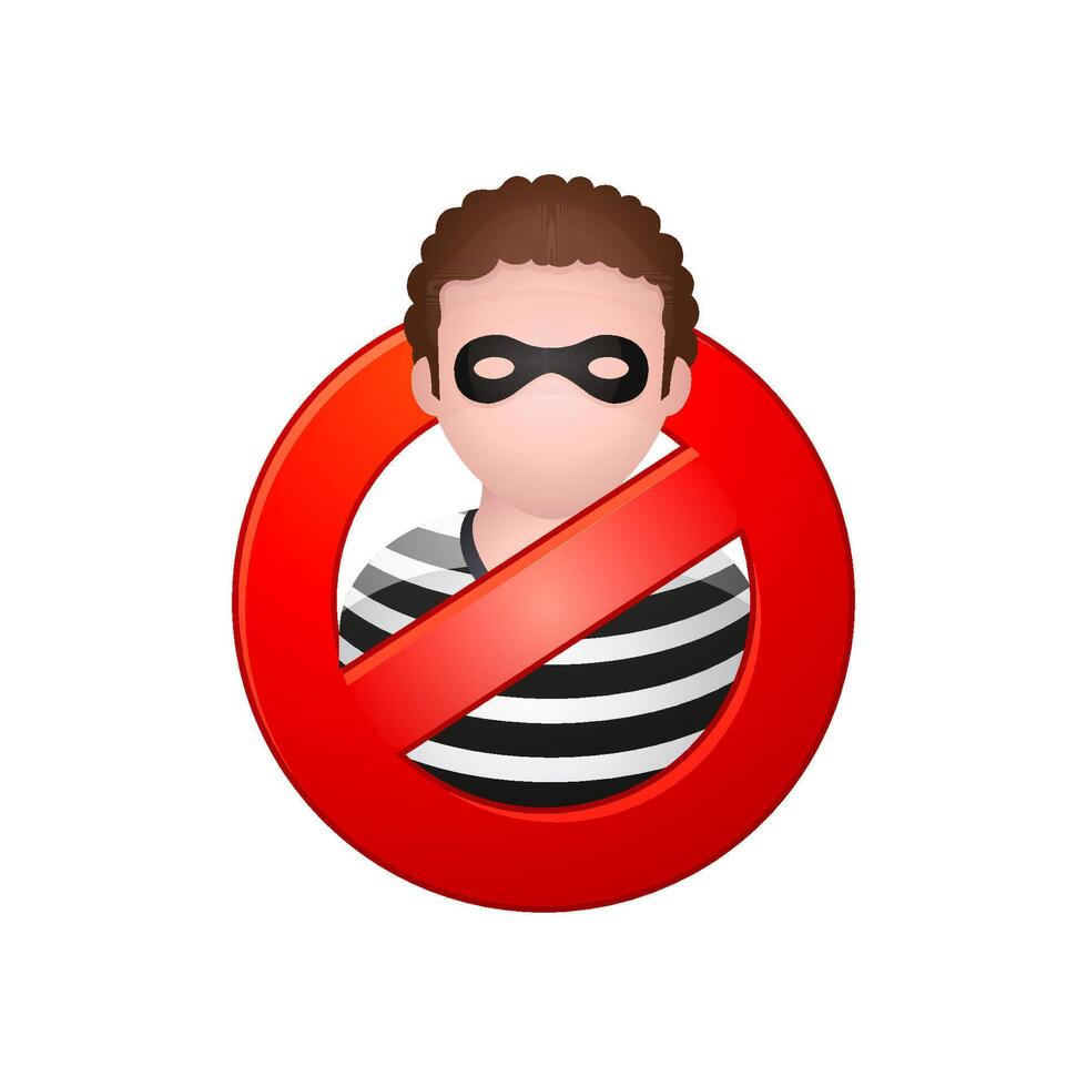 Burglar avatar icon in colors. vector