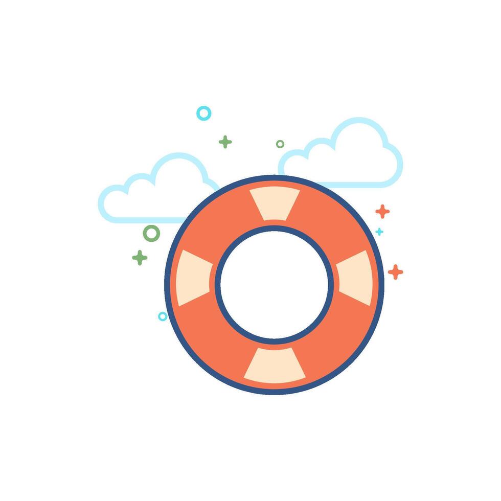 Ring buoy icon flat color style vector illustration