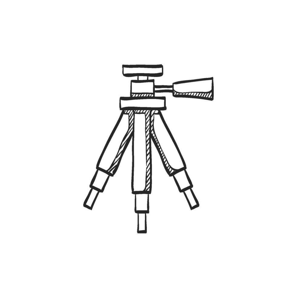 Hand drawn sketch icon camera tripod vector
