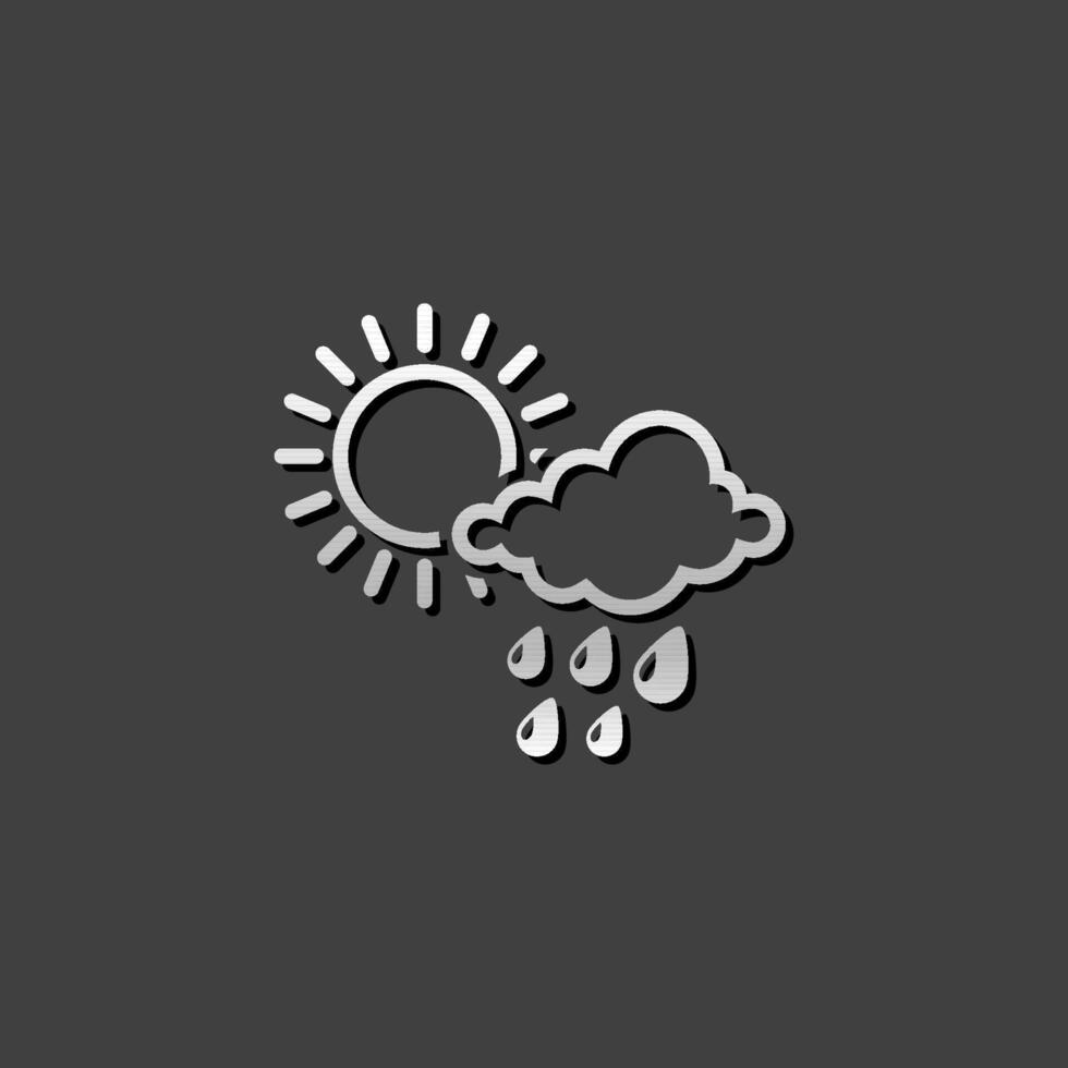 Weather overcast partly rain icon in metallic grey color style. forecast raining season monsoon vector