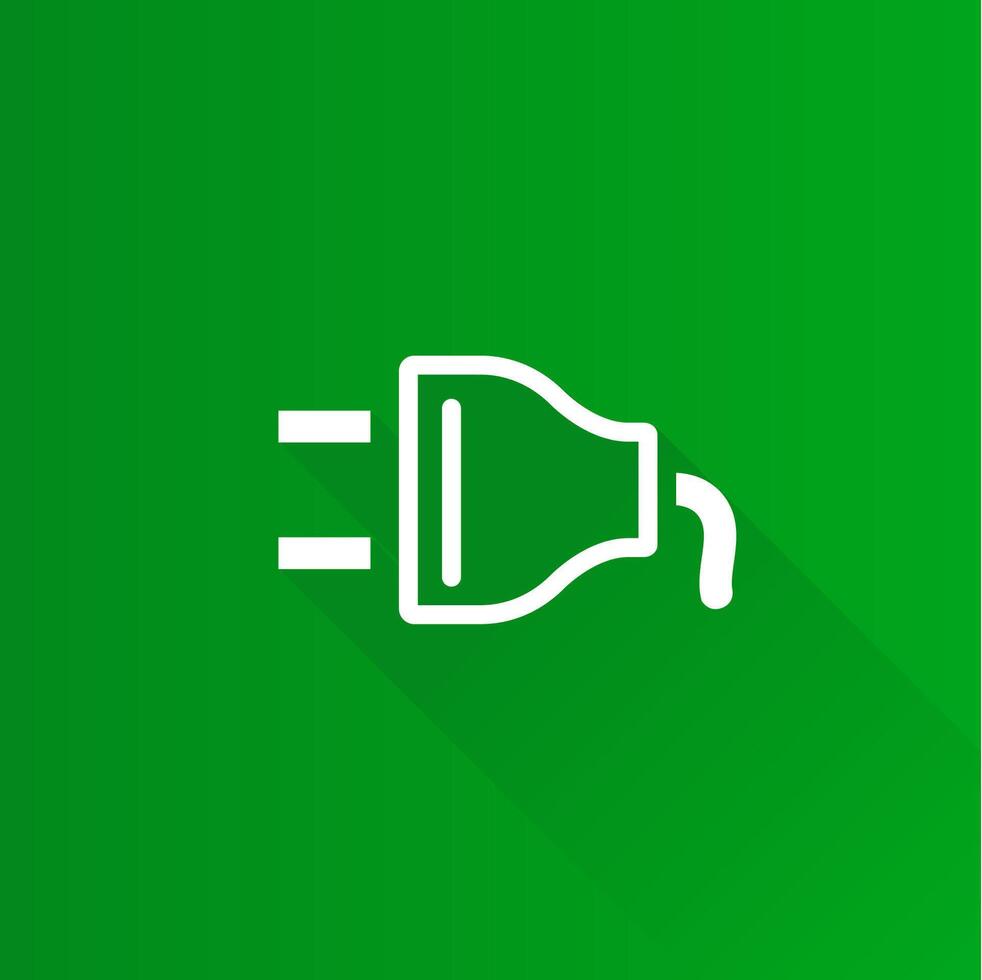 Electric plug flat color icon long shadow vector illustration