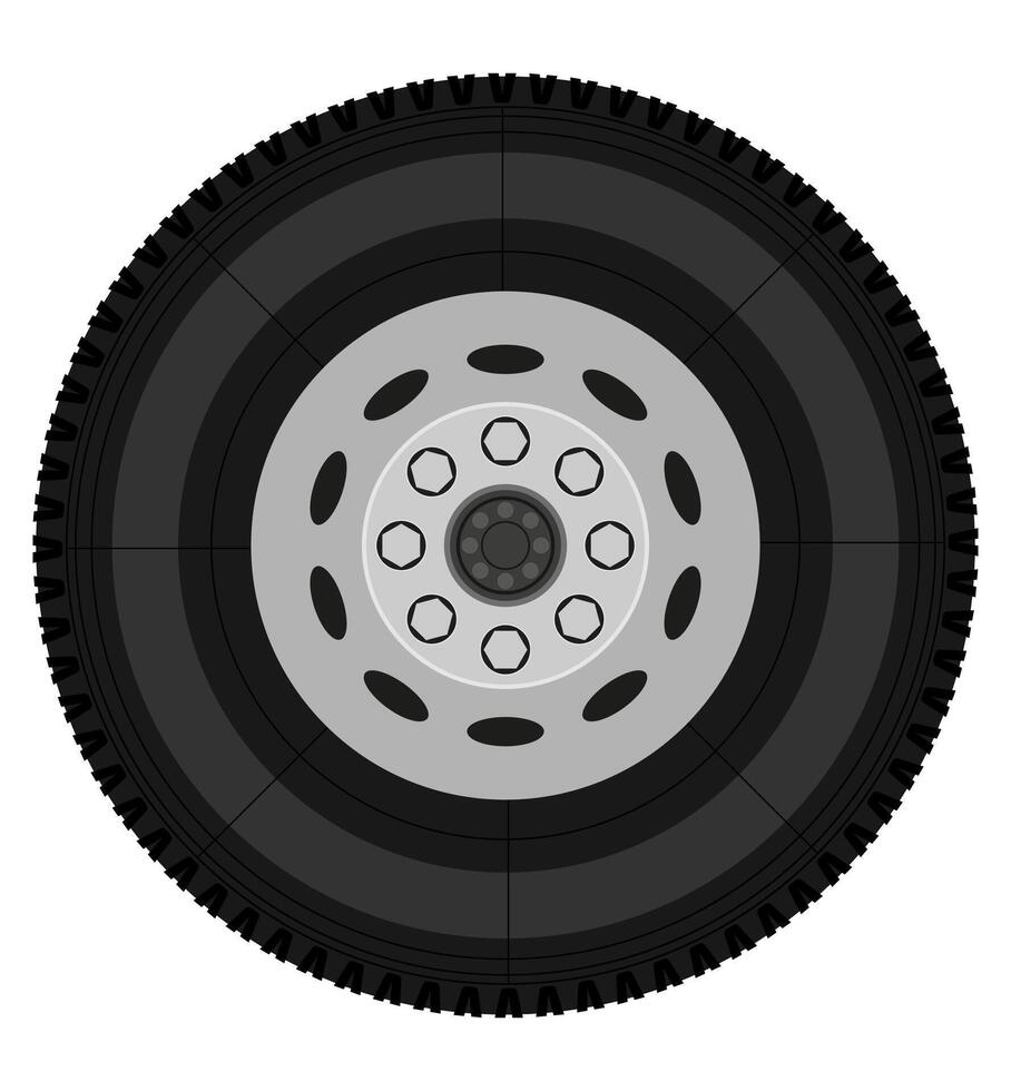 bus or truck wheel stock vector illustration isolated on white background