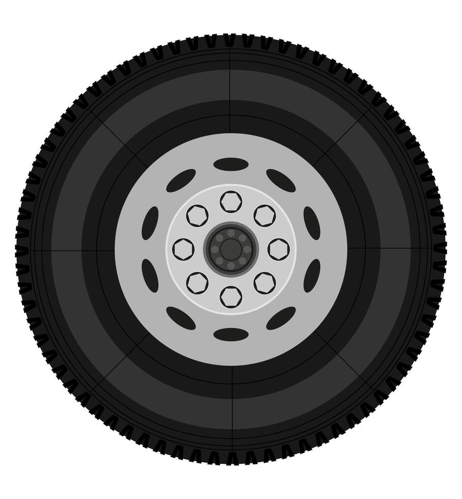 bus or truck wheel stock vector illustration isolated on white background