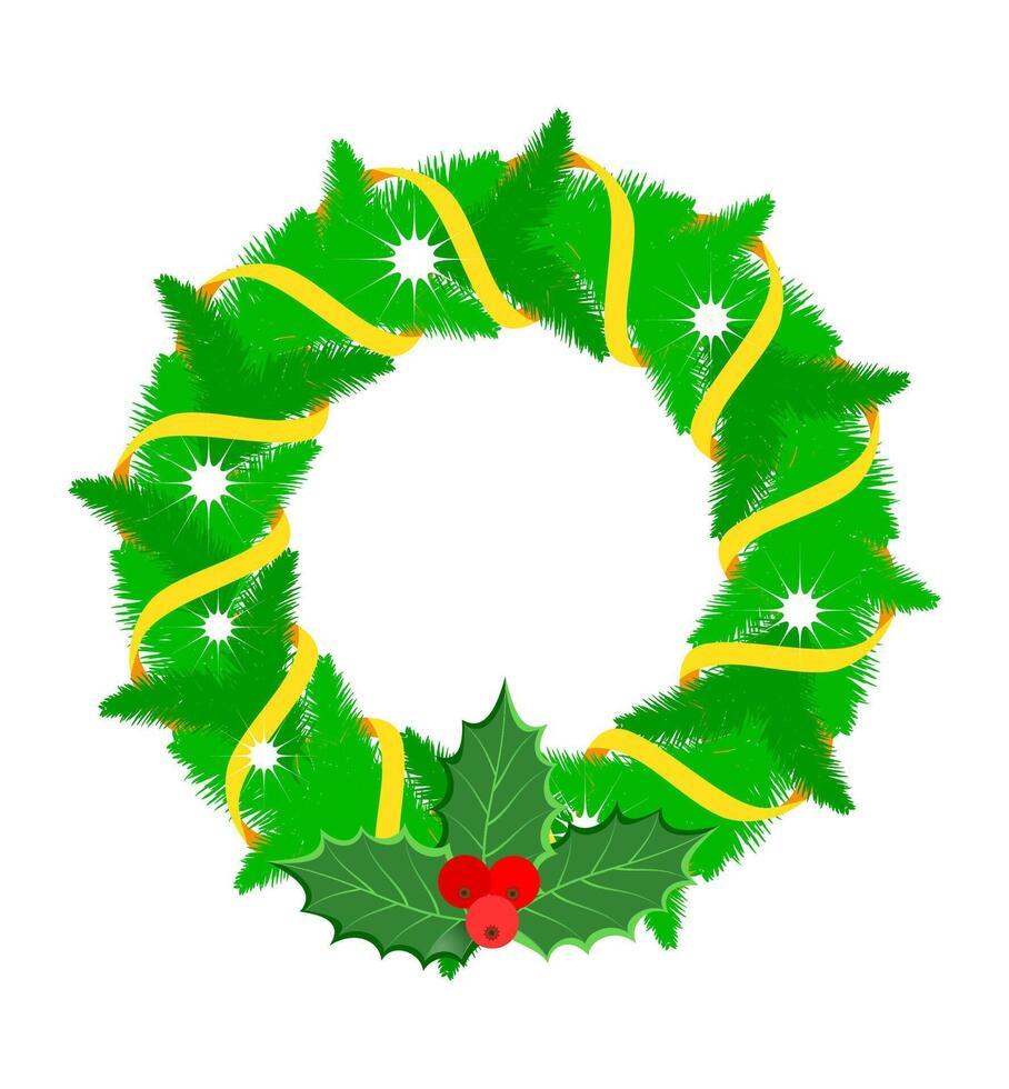 christmas wreath stock vector illustration isolated on white background