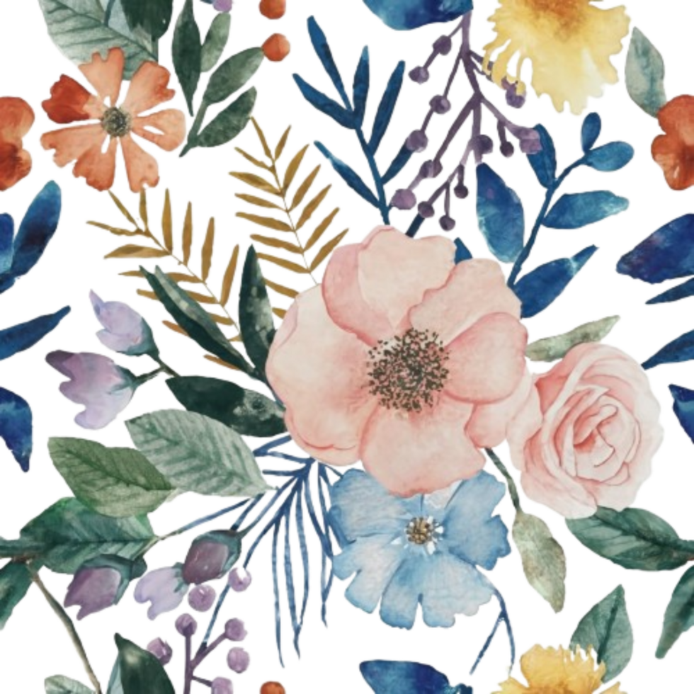 AI generated Floral watercolor tile png