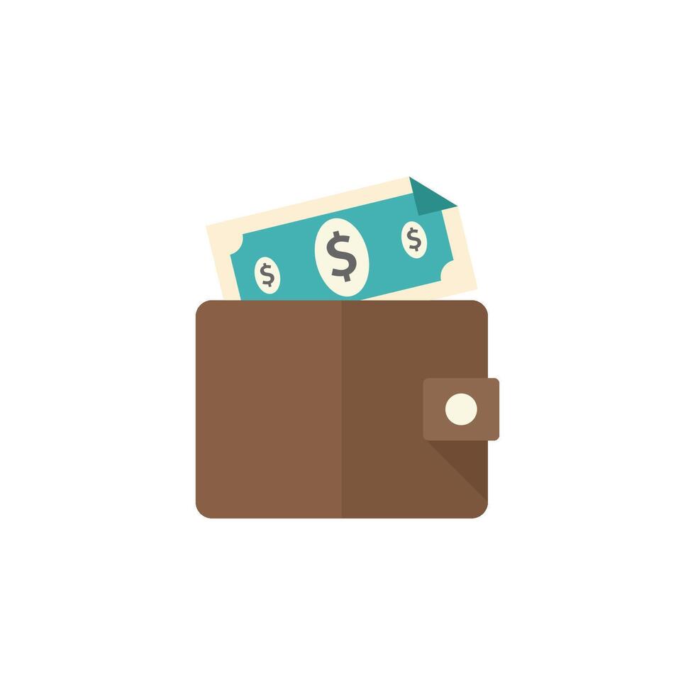 Wallet icon in flat color style. Money case cash shopping finance banking vector
