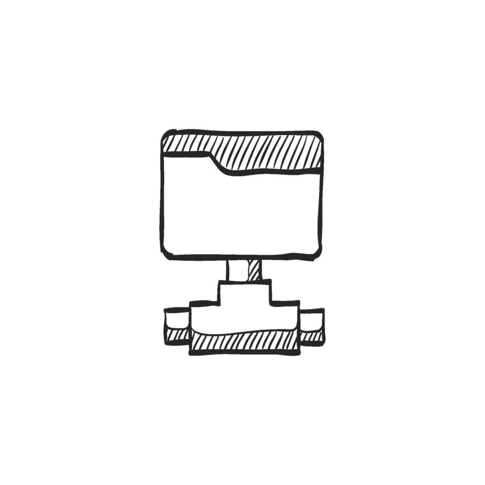 Hand drawn sketch icon shared folder vector