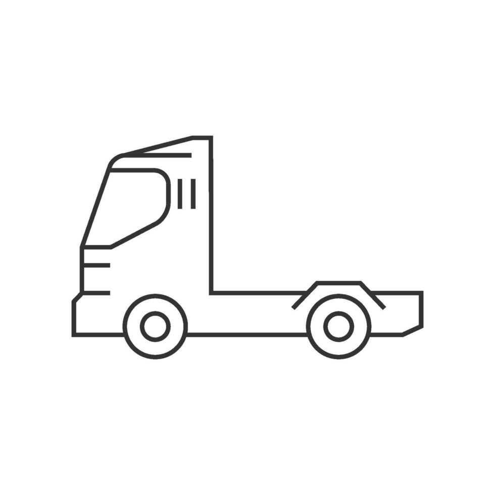 vacío envase levantar camión icono en Delgado contorno estilo vector