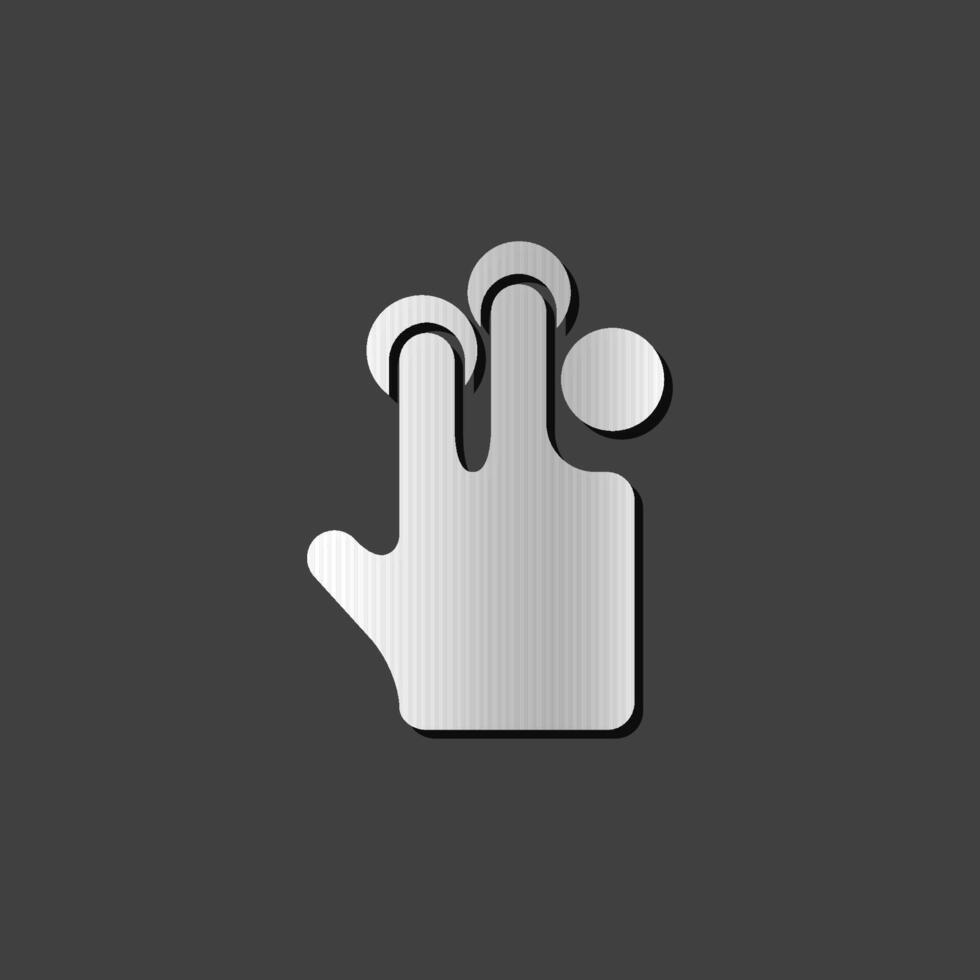 Finger gesture icon in metallic grey color style.Gadget touch pad smart phone laptop vector