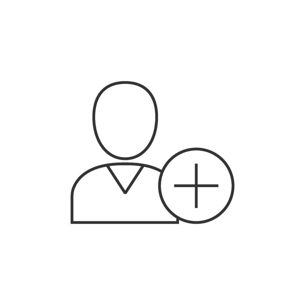 Add friend icon in thin outline style vector