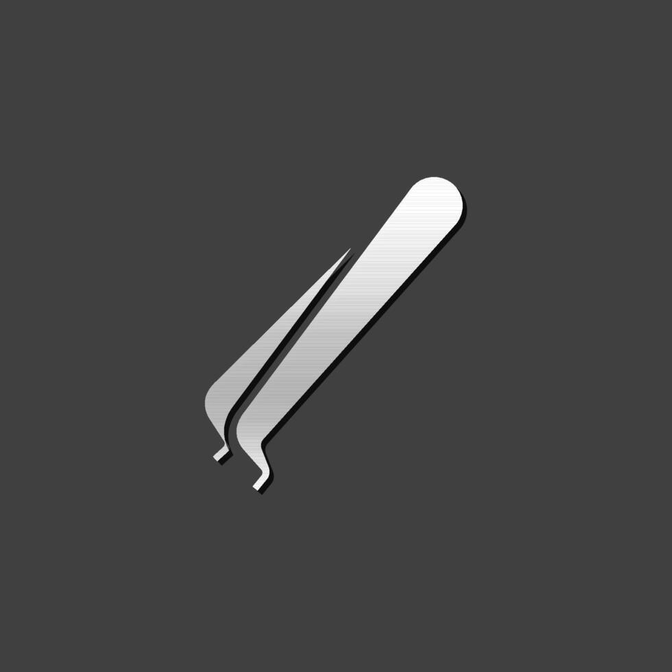 Tweezers icon in metallic grey color style.Electronic parts removal vector