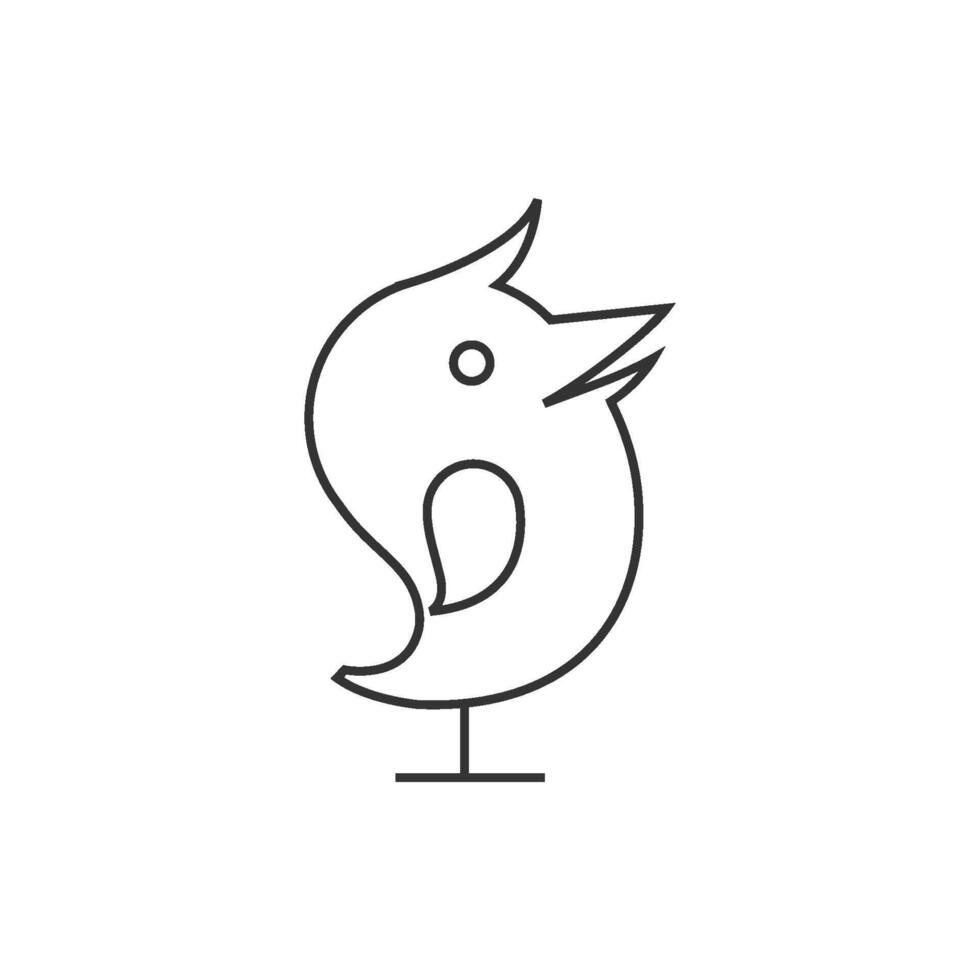 Bird icon in thin outline style vector